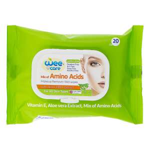 دستمال مرطوب آرایشی حاوی آمینو اسید سبز  وی کر (20عددی)